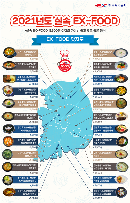 한국도로공사, 고속도로 휴게소 '맛집' 선정