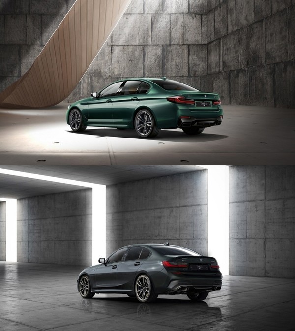 뉴 M550i xDrive 브리티시 레이싱 그린(위), M340i 드라비트 그레이(아래)
