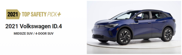 폭스바겐 첫 번째 순수 전기 SUV ID.4, 미국 IIHS 최고 안전 등급 획득