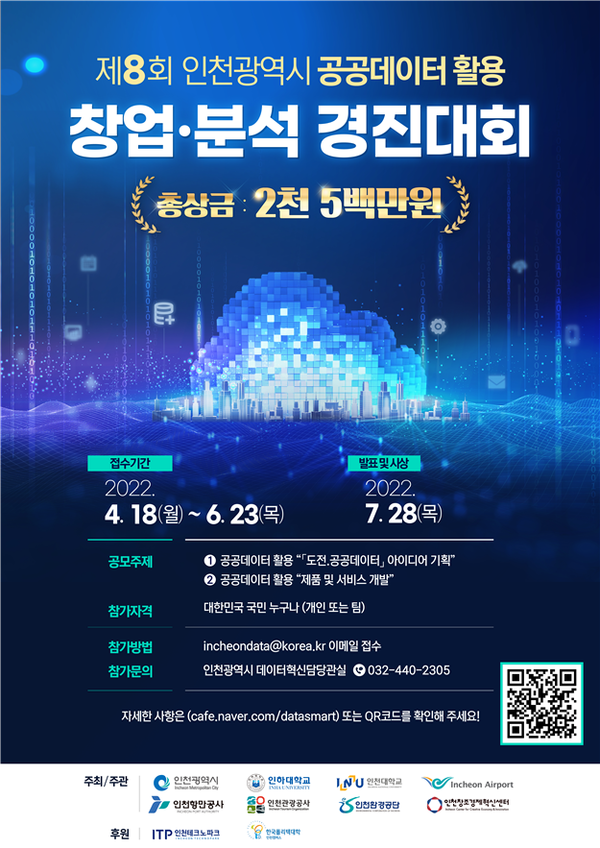 인천시, 공공데이터 활용 창업 아이디어 발굴… 총 2천5백만 원 상금