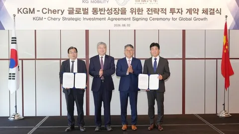 KG 모빌리티, 체리자동차 전략적 투자 유치