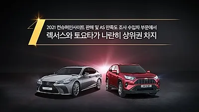 2021 컨슈머인사이트 판매 및 AS 만족도 조사 수입차 부문에서  렉서스와 토요타가 나란히 상위권 차지
