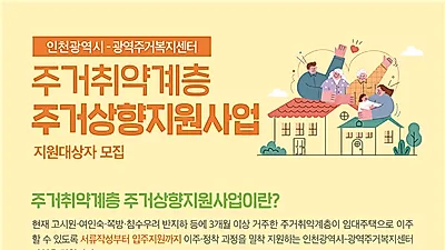 인천시, 주거취약계층 ‘집 걱정’ 던다