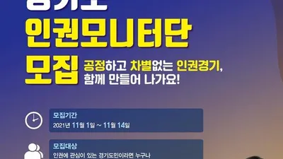 경기도, 제2기 도민 인권모니터단 30명→1천명으로 대폭 확대. 666명 공개모집