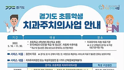 경기도, 초등학생 치과주치의사업 16일부터 시행. 13만5천220명 대상