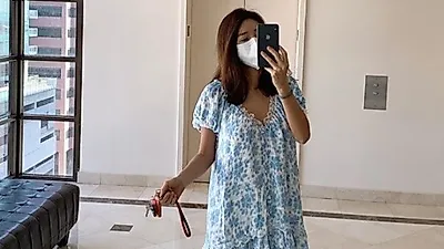 미국 LA에서 코로나19 백신 맞은 윤현숙