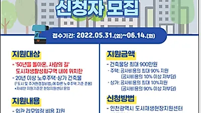 인천시, 석남‧가정동 일대 도시재생 구역 리모델링 지원…최대 9백만원