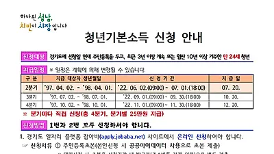 성남시 “2분기 청년기본소득 신청하세요”