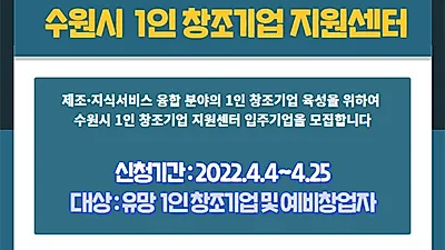 ‘수원시 1인 창조기업 지원센터’에 입주할 기업을 모집
