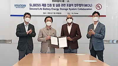 현대차그룹, 글로벌 안전인증 기업 UL과 업무 협약 전기차 배터리 재사용 시스템(SLBESS) 안전성 강화