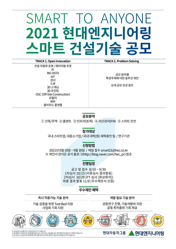 현대엔지니어링, 「2021 스마트건설기술 통합 공모전」 진행