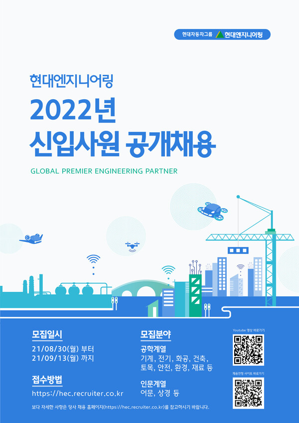 현대엔지니어링, 2022년도 신입사원 공개채용 진행