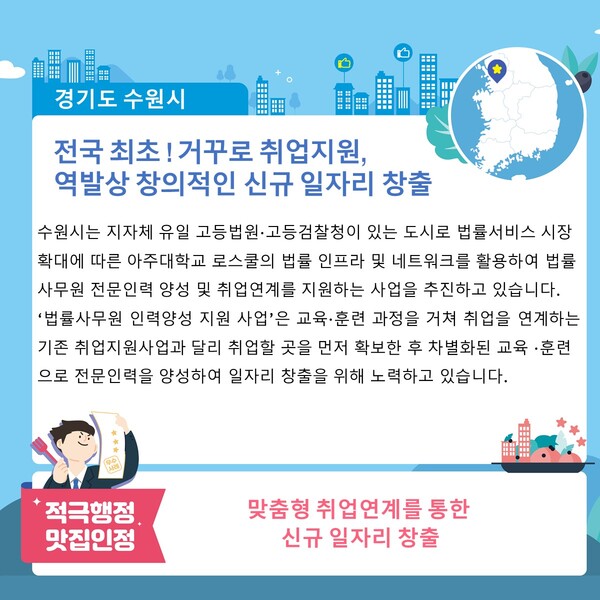 수원시 ‘거꾸로 취업지원’, 행안부 ‘적극행정 맛집’ 선정