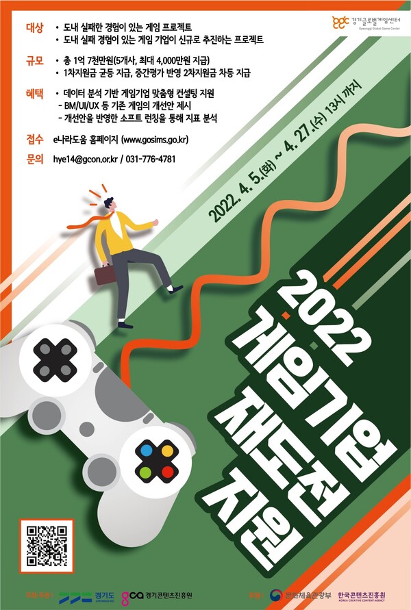 경기도, 2022년 게임기업 재도전 지원 프로그램 참가 게임기업 27일까지 모집