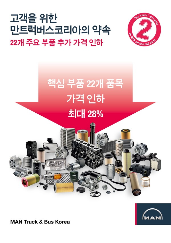 만트럭버스코리아,  하반기 맞이 22개 주요 부품 대상 특별가격 설정